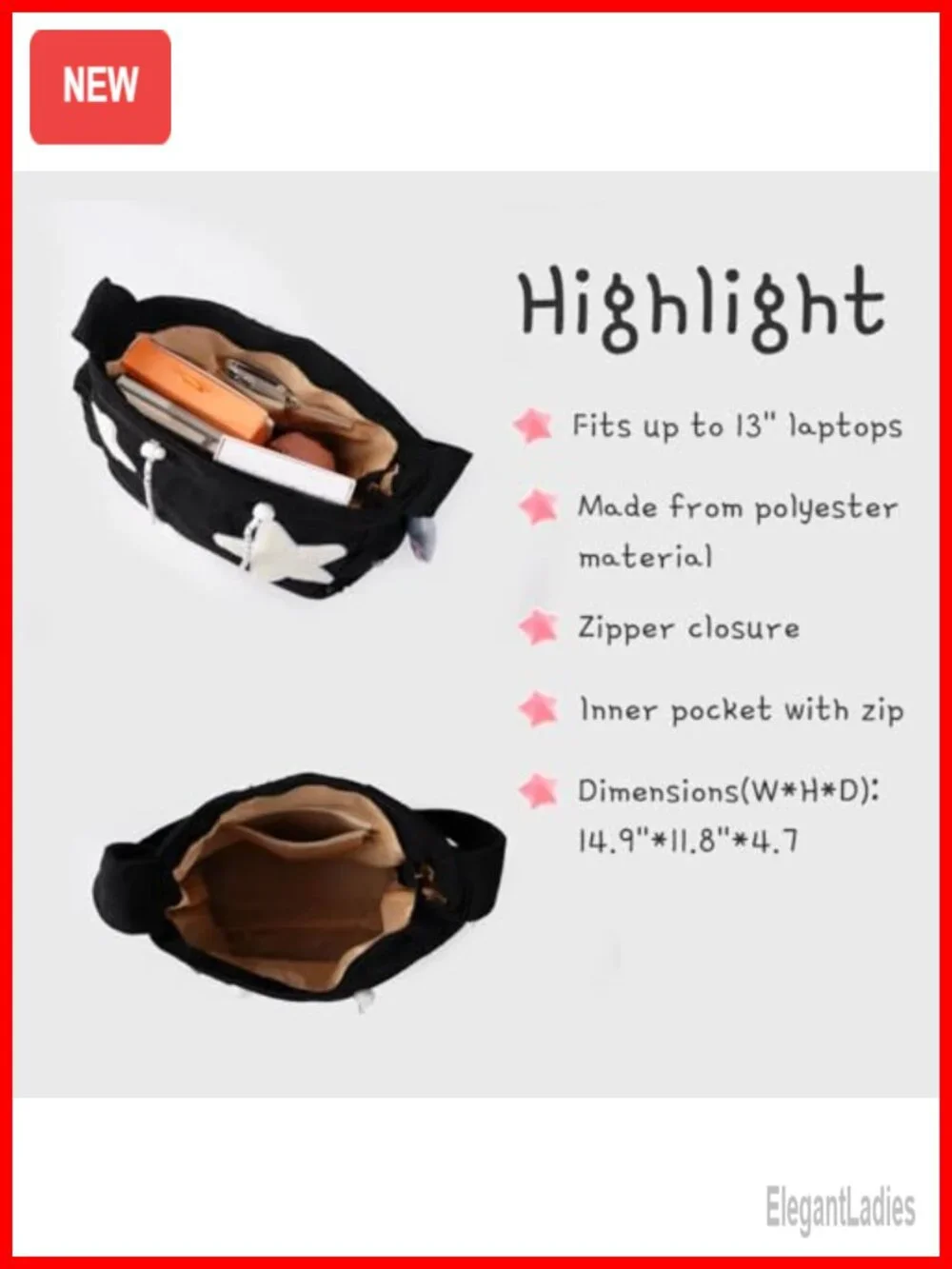 Star Hobo Tote Bag Women Messenger Shoulder Crossbody Large Capacity Corduroy